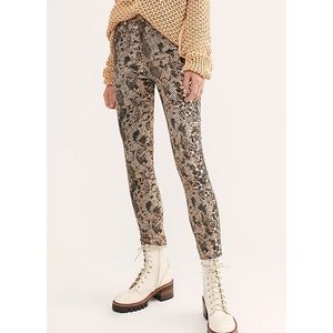Free People High Rise Snakeskin Printed Jeggings